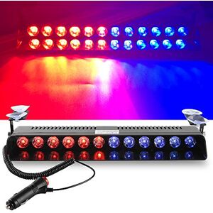 Teguangmei 12V 12W Voiture Camion Flash lumière d'alarme d'urgence Lumineux Toit/Tableau de bord/Pare-brise de bord Interne Bande de Lumière d'avertissement Ventouse 12LED,Rouge Bleu - Publicité