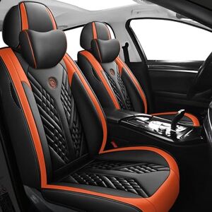 DELPOS Housses de siège de voiture universelles pour Renault Captur Hybride/Duster/Shuttle/Twingo Accessoires de voiture, noir orange - Publicité
