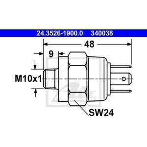 ATE Interrupteur des feux de freins pour PORSCHE: 911, 924, 928 & VOLKSWAGEN: Transporter, Golf, Coccinelle/Beetle, Scirocco (Ref: 24.3526-1900.0)