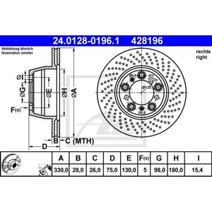 ATE Disque de frein arriere droit pour PORSCHE: 911 (Ref: 24.0128-0196.1)