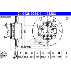 ATE Disque de frein arriere gauche pour PORSCHE: Panamera (Ref: 24.0128-0282.1)