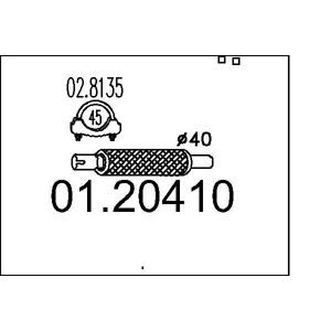 MTS Tuyau flexible, echappement pour FIAT: Panda, Fiorino, 127 (Ref: 01.20410)