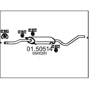 MTS Silencieux central pour MERCEDES-BENZ: Vito, Viano (Ref: 01.50514)