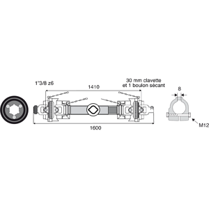 Cardan double homocinétiques Benzi 1600 mm 1''3/8 Z6 - 30 mm unisexe - Publicité