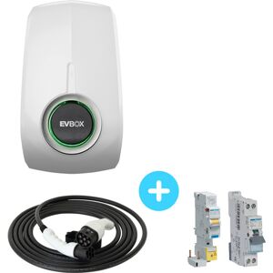 PACK EVBOX Borne de recharge wallbox ELVI - 10A-32A - Wifi - monophase - protections electrique - cable T2