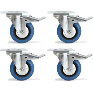 rouleau de direction regle Riggatec 100mm roue bleu 4x avec frein - Roulettes