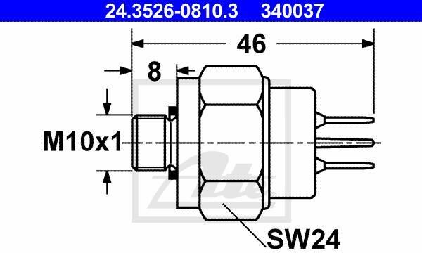 ATE Interrupteur des feux de freins pour MERCEDES-BENZ: 107 Series, PAGODE, 8, 116 Series, Classe S, COUPE, CABRIOLET (Ref: 24.3526-0810.3)