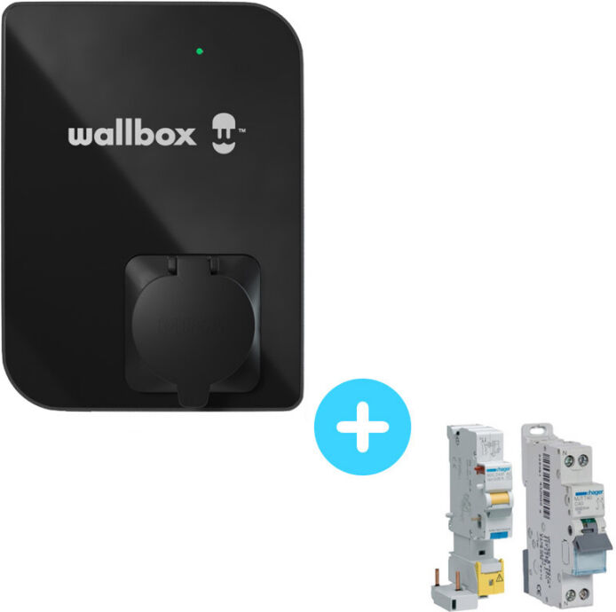 Pack Borne de recharge WALLBOX Copper SB - 1,4 à 7,4kW - Bluetooth - Wifi - RFID + Protections électriques 7,4kW