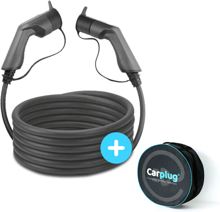 CARPLUG Câble de recharge Noir - Type 2 - Type 2 - 10m - 22kW (3 phases 32A) - T2 T2 + Housse