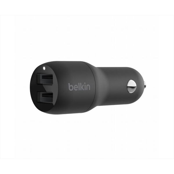 belkin caricabatterie da auto con doppia porta usb-a 12w-nero