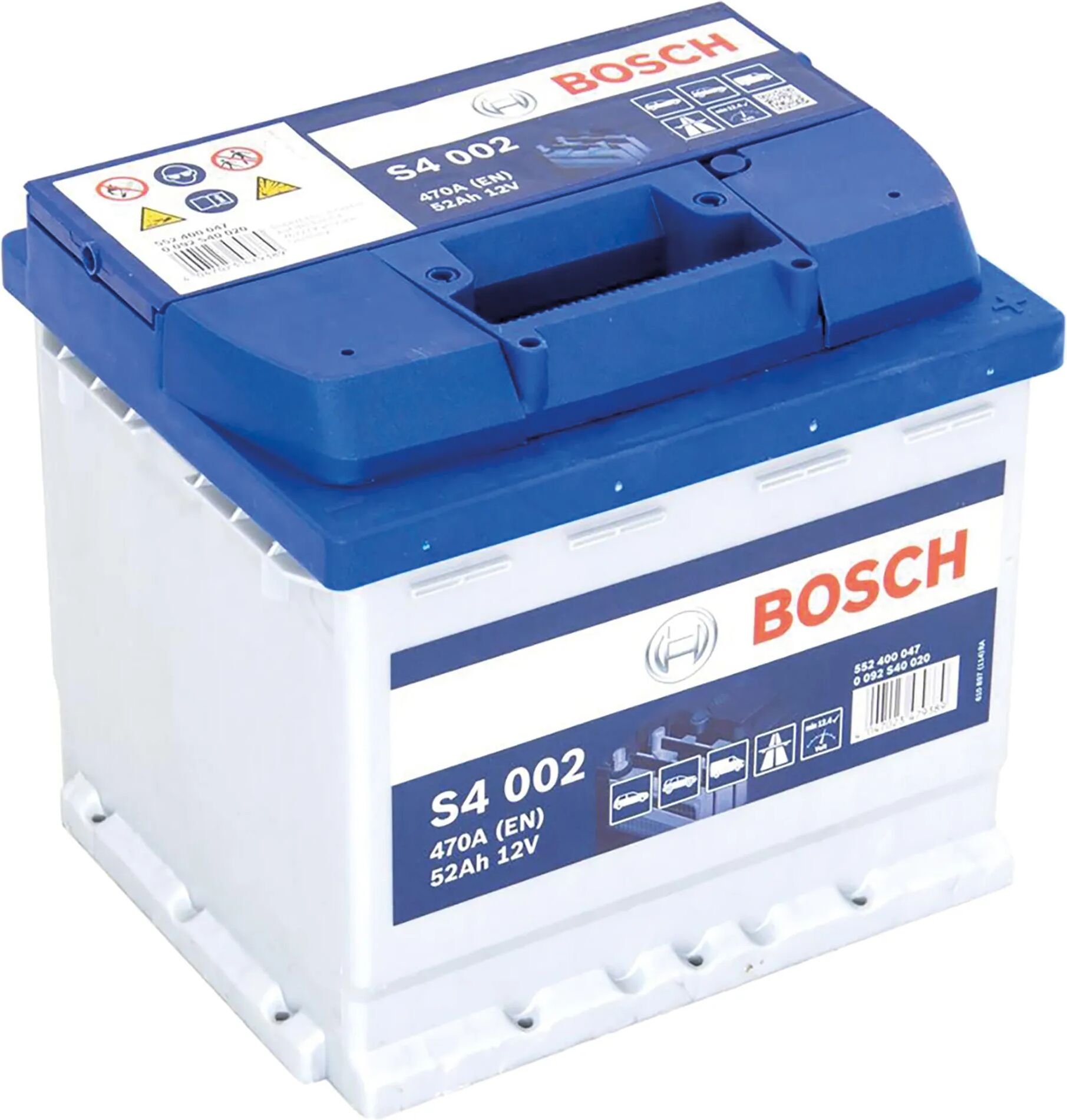 Bosch BATTERIA 52 Ah  S4 SPUNTO 470A 207x175x190 mm (LxPxH) PESO 12,4 kg LINEA BLU