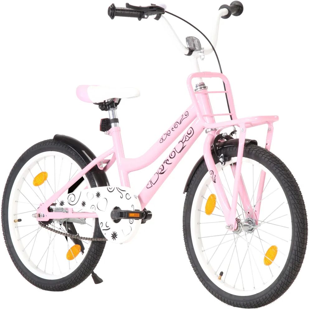 vidaXL Kinderfiets met voordrager 20 inch roze en zwart