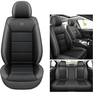 ZMLYQ autostoelhoes met 5 stoelen geschikt voor Mercedes Benz B Klasse C180 W202 /C280 W202 /C230 W202 /C240 W202 /C280 W202 1992-2000 waterdicht/leer, zwart grijs