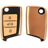 kwmobile autosleutel hoesje compatibel met VW Golf 7 MK7 3-knops autosleutel autosleutel behuizing in goud/zwart