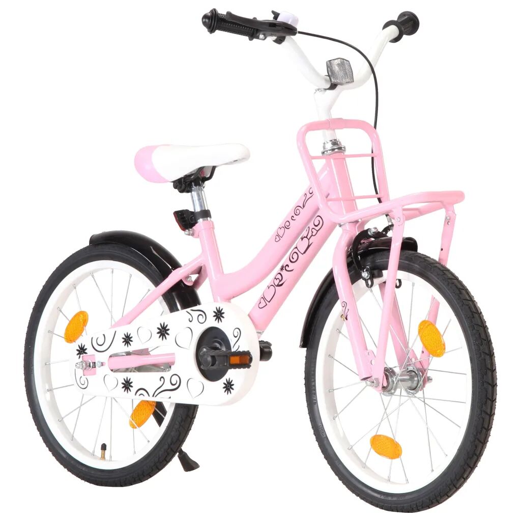 vidaXL Bicicleta criança c/ plataforma frontal roda 18" rosa/preto