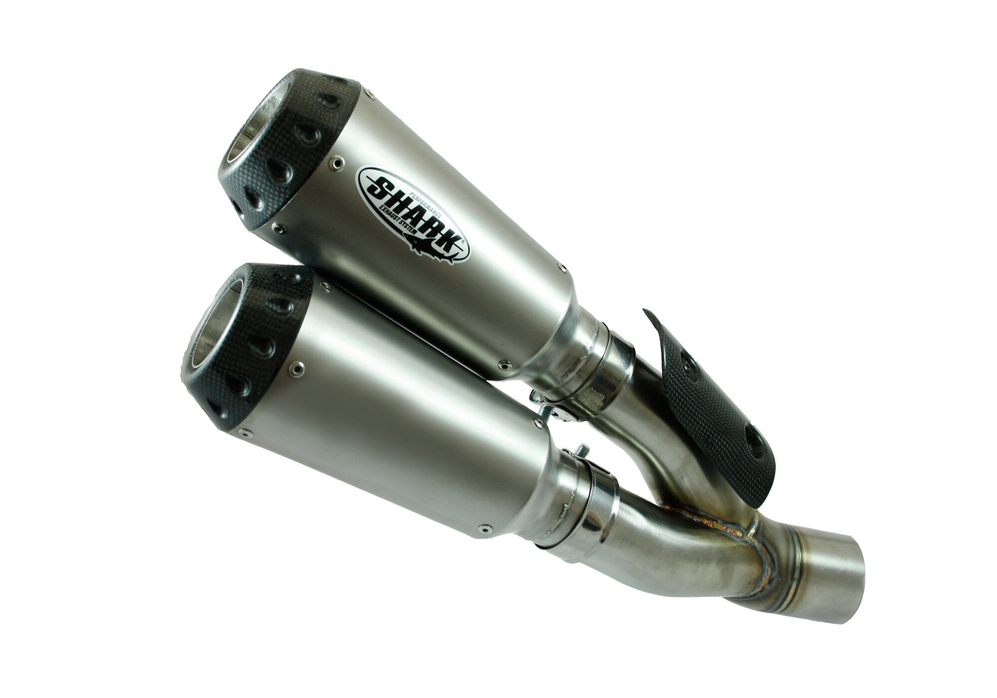 SHARK EXHAUST ESCAPE TUBARÃO TRC-10 titânio/prata de carbono