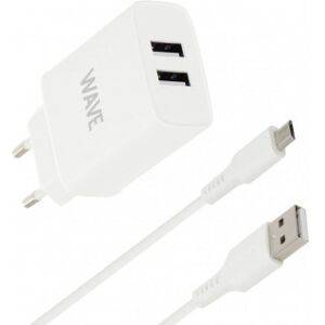 Wave Nätadaptersats 2 X Usb + Microusb-Kabel, 31 A, Vit