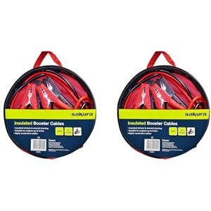 Sakura Booster Cables Jump Start Leads SS3624-200 Amp 2 m Colour Coded Clamp - For Cars Vehicles Up To 2.0L/2000CC - Flat Battery, Red (Pack of 2)