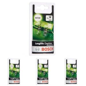 1 987 301 052 Bosch W5W (501) Longlife Daytime Car Light Bulbs - 12 V 5 W W2,1x9,5d - 2 Bulbs (Pack of 4)