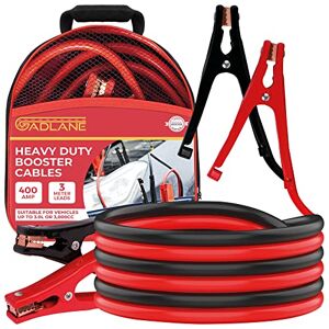 GADLANE 3 Meters Heavy Duty Jump Leads - 400 Amp Battery Booster Jumper Cables Colour Coded Clamps For Petrol Diesel Jump Start - Car Battery Jump Leads Heavy Duty for Car, Van & Truck (400A)