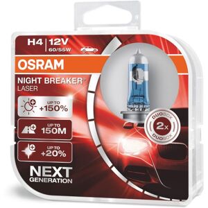 Osram Night Breaker Laser Headlight Bulbs - H4 +150 Twin Pack