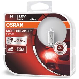 Osram Night Breaker Silver Headlight Bulbs - H11 +100 Twin Pack