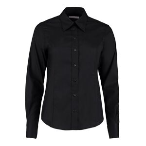 Kustom Kit KK702 Tailored Fit Long Sleeve Oxford Blouse 10  Black