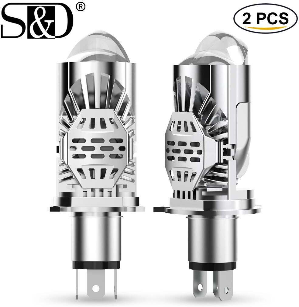 Auto LED Lights 2Pcs Dual Lens H4 LED Headlight Bulbs Mini Projector Lens LED H4 Auto Lamp Automobile Headlight Hi/Low Beam Light LHD 140W 40000LM Plug& Play