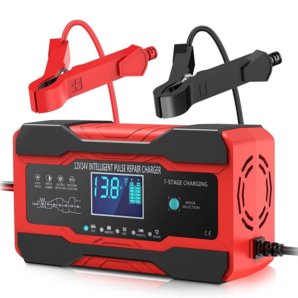 Carmar Battery Charger Automotive 10-Amp 24V And 12V Car Battery Charger Battery Maintainer With Temperature Compensation For Car