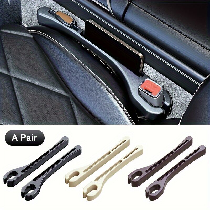 Temu A Pair Car Seat Gaps Storage Box, Leak-proof Slot Filler Strip, Drop-proof, Mobile Phone/key Storage Rack, Car Interior Accessories Beige Color