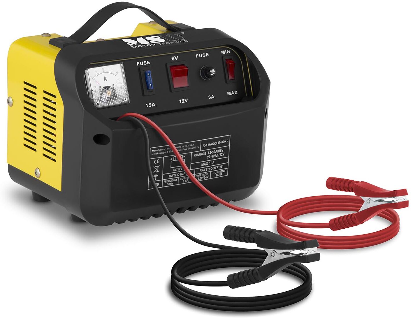 MSW Heavy Duty Battery Charger - 6/12 V - 5/8 A - Diagonal Control Panel S-CHARGER-10A.2