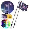 VEVOR LED Whip Light 2PCS 4FT RGB Antenna Light with Flag Remote App ATV UTV RZR