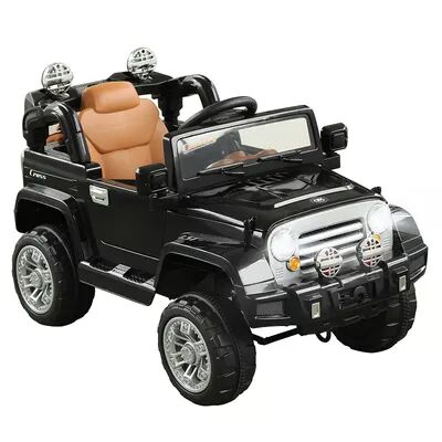 Aosom Kids Ride on Car Off Road Truck with MP3 Connection Working Horn Steering Wheel and Remote Control 12V Motor White, Black