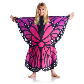 Kanguru Butterfly Kuscheldecke mit Ärmeln für Kinder, Schlupfdecke mit Schmetterlingsmotiv, 80 x 90 cm