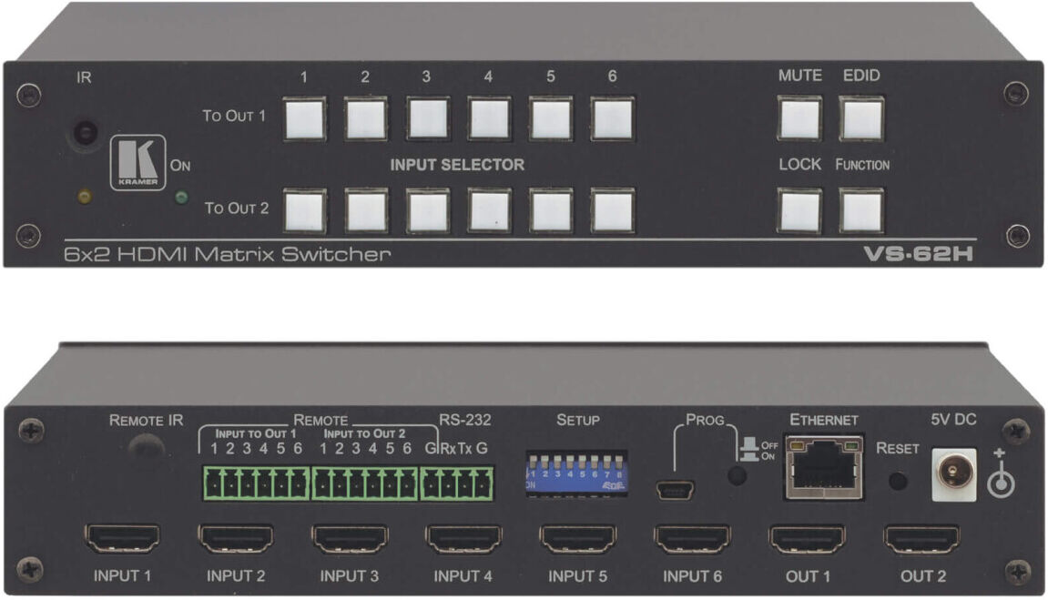 Kramer VS-62H 6x2 4K 60 4:2:0 HDMI Matrixschalter mit Automatik - & Step-In Umschaltung