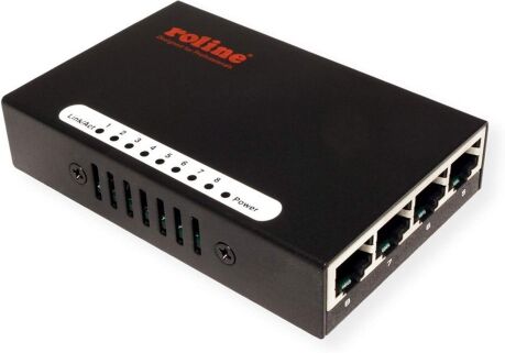 Roline Pocket Fast Ethernet Switch, 8 Ports, schwarz, 100 Mbit/s