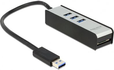 DeLock 62535 - USB 3.0 Externer Hub 3 Port + 1 Slot SD Card Reader