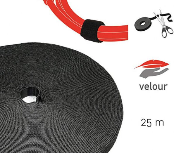 LABEL THE CABLE Label-The-Cable Roll LTC PRO 1210 - doppelseitige Klettbandrolle - 25 Meter - Schwarz