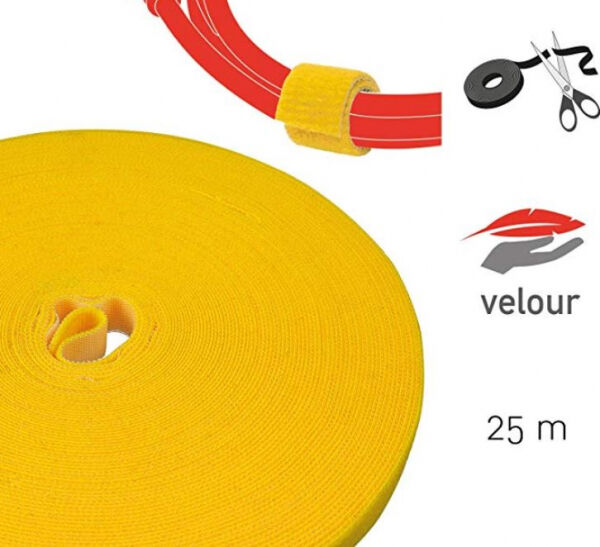 LABEL THE CABLE Label-The-Cable Roll LTC PRO 1240 - doppelseitige Klettbandrolle - 25 Meter - Gelb