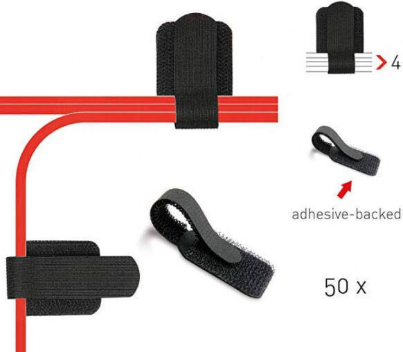 LABEL THE CABLE Label-The-Cable Woll LTC PRO 3110 - selbstklebende Klett-Kabelhalter - 50 Stk. - Schwarz