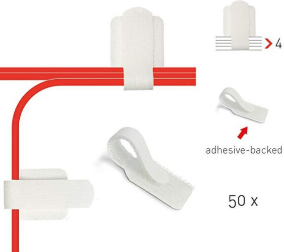 LABEL THE CABLE Label-The-Cable Woll LTC PRO 3120 - selbstklebende Klett-Kabelhalter - 50 Stk. - Weiss