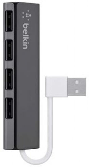 Belkin F4U042BT - ultraflacher 4-Port Slim Travel-Hub passiv - Schwarz