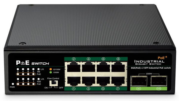 Digitus DN-651110 - Industrieller 8-Port Gigabit PoE+ Switch mit 2 x SFP-Uplink