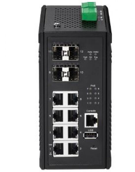 Edimax IGS-5408P - 8 Port Gigabit PoE+ Web-Managebarer Industrie-Switch mit 4 SFP-Steckplätzen