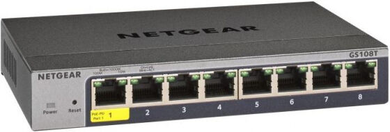 Netgear GS108T-300 - Desktop Gigabit Smart Switch / 8x RJ-45 / PoE PD