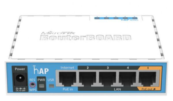 MikroTik RB951UI-2ND - hAP with 650MHz CPU, 64MB RAM, 5xLAN, built-in 2.4Ghz