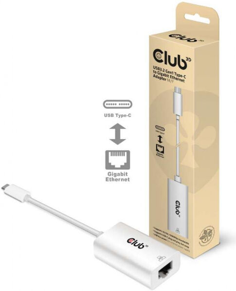 Club 3D CAC-1519 - USB3.2 Gen1 Typ-C auf Gigabit Ethernet Adapter St./B.