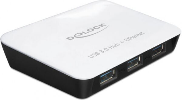 DeLock 62431 - USB 3.0 Hub 3 Port + 1 Port Gigabit LAN 10/100/1000 Mb/s
