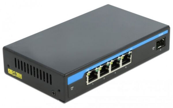 DeLock 87765 - Gigabit Ethernet Switch 4 Port PoE + 1 SFP