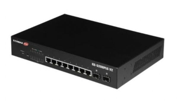 Edimax Pro GS-5208PLG V2 - 10-Port Gigabit PoE+ Web Smart Switch für Langstrecken mit 2 SFP-Ports